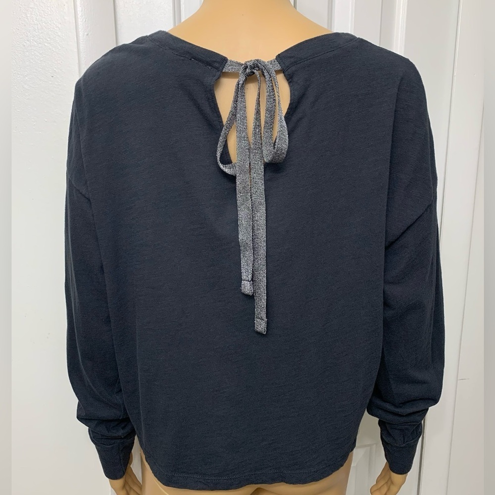 Levi's Claire Cotton Washed Black Metallic Tie Back T-Shirt Top Wom size S